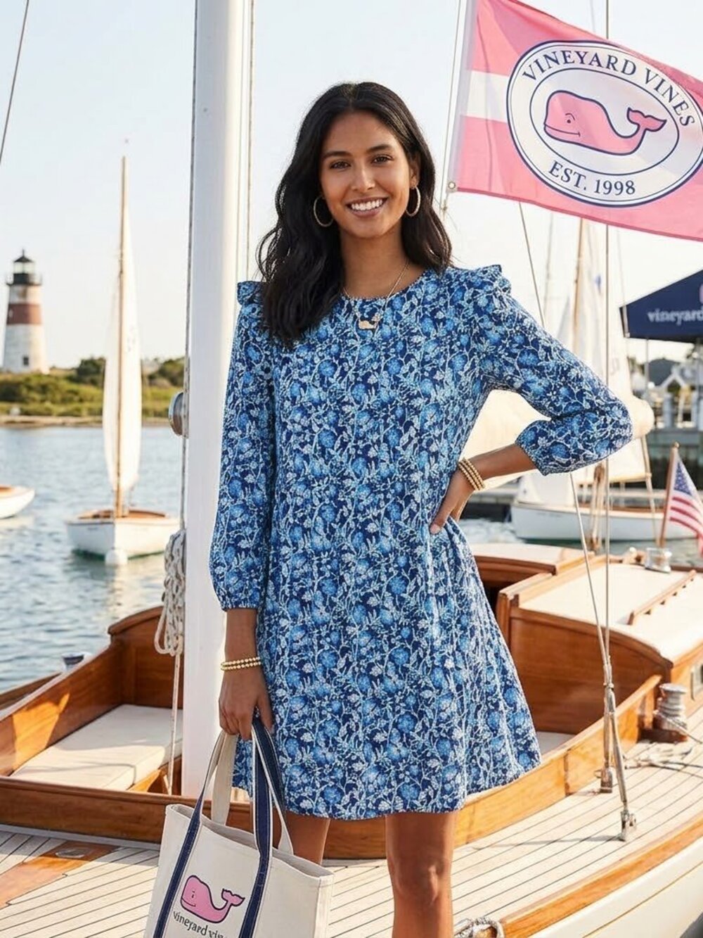 NWT Vineyard Vines Silk Blend Winter Garden Pintuck Size Small Blue Floral Dress